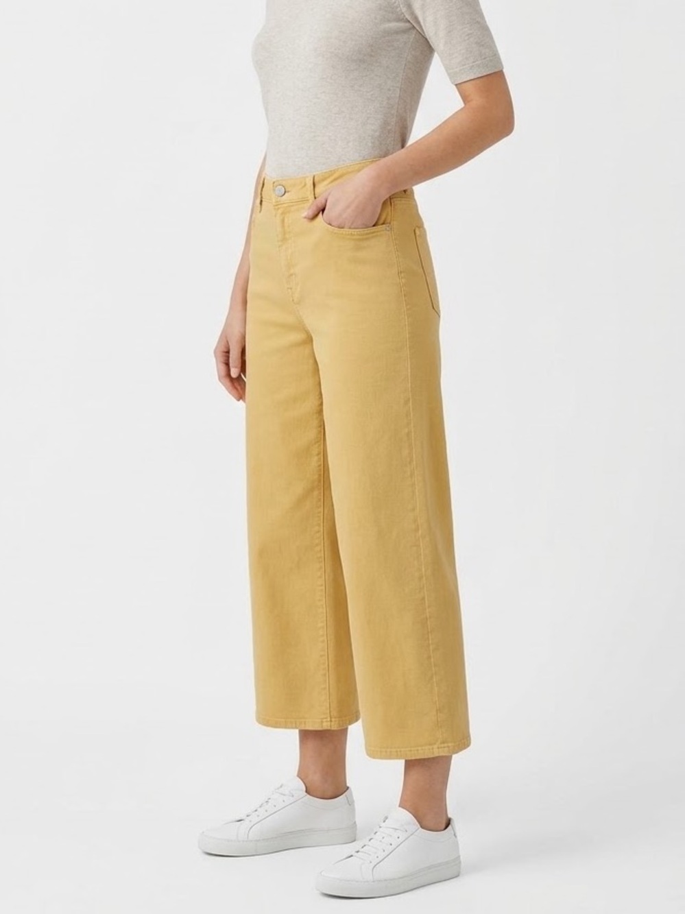 J. Jill Denim Womens Size 12 Tall High Rise Full Leg Crop Jeans Goldenrod Yellow